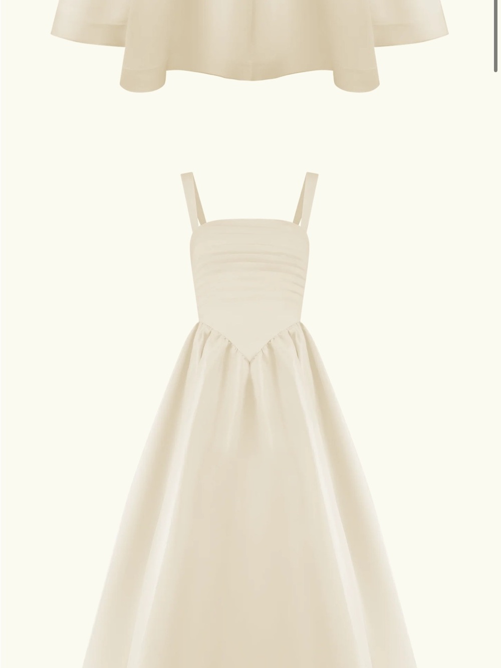 Meshki The CARLA Ruched Gown- Cream A-Line Bridal Gown High Slit-Size XS - Picture 10 of 16